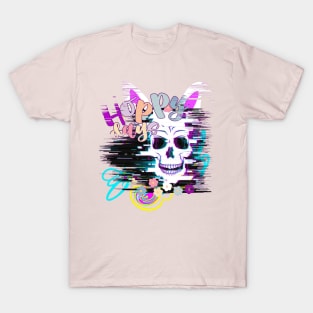 Glitch Vaporwave Aesthetic Pastel Goth Skull Glitch Art T-Shirt